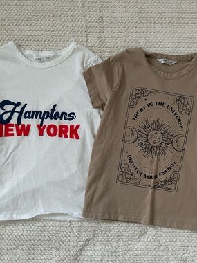 Kids Hamptons New York Graphic Tee - White & Tan
